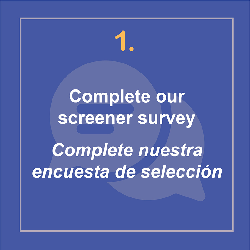 Complete pre-screen questions. Completa algunas preguntas